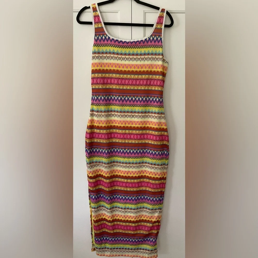 Sleeveless Slit long Dress by Fashion Sz L multicolor NWT - Picture 2 of 8